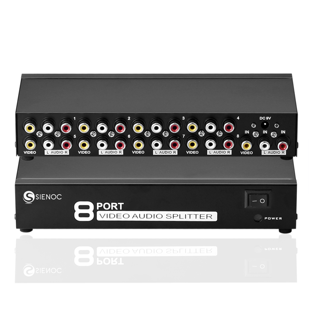 1 Input 8 Output 1x8 Port Splitter Composite 3 Rca Av Video Audio