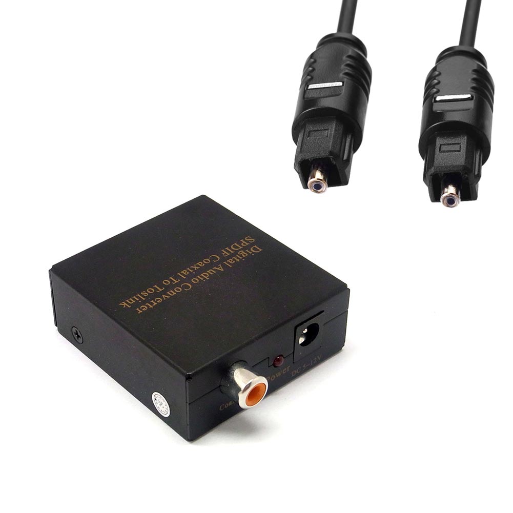 Digital Optical Coaxial Coax S/PDIF to TOSLINK Audio Converter + Toslink Cable